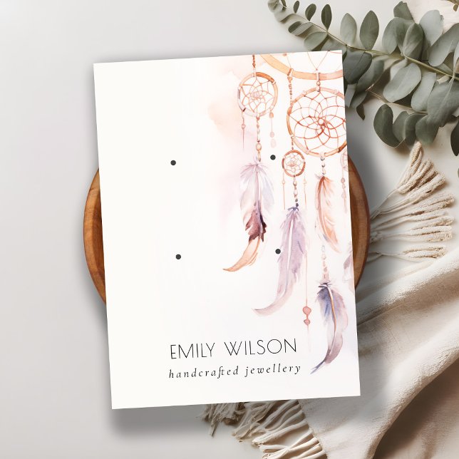 Boho Dreamcatcher Watercolor 2 Earring Display Visitenkarte (Von Creator hochgeladen)