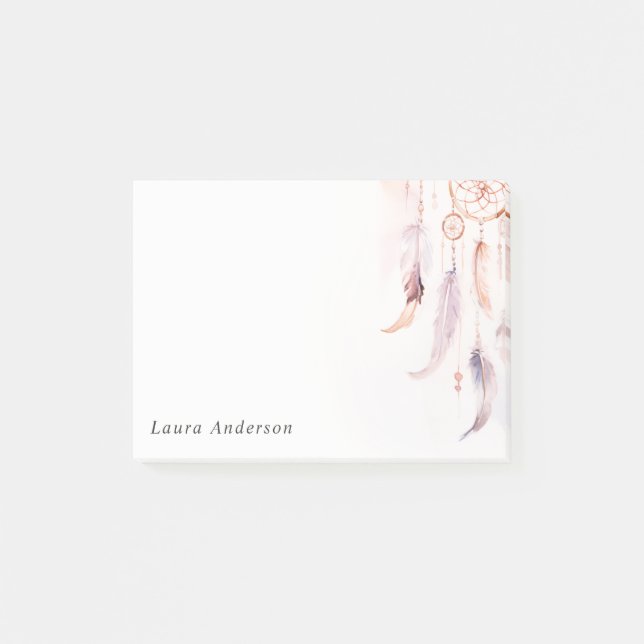 Boho Dreamcatcher Watercolor Lilac Blush Peach Post-it Klebezettel (Vorderseite)