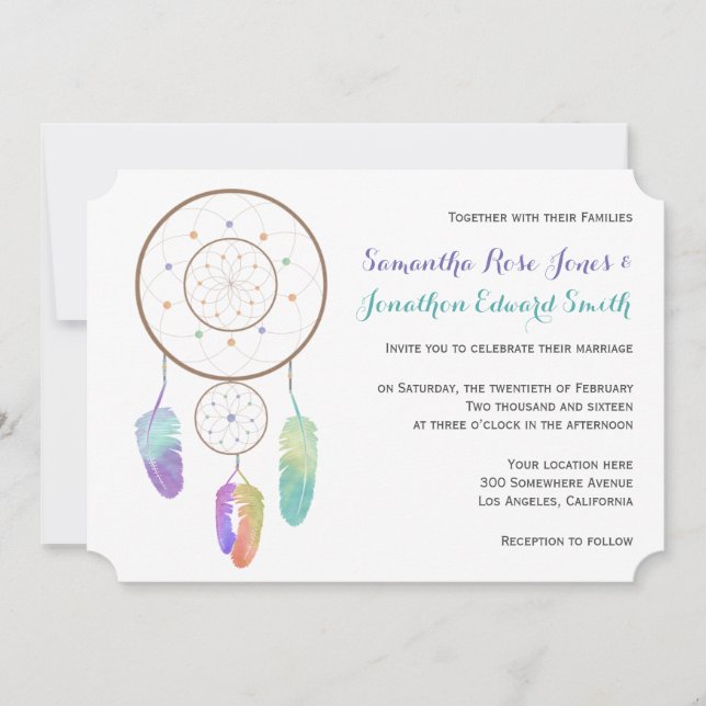 Boho Dreamcatcher Wedding Einladung (Vorderseite)