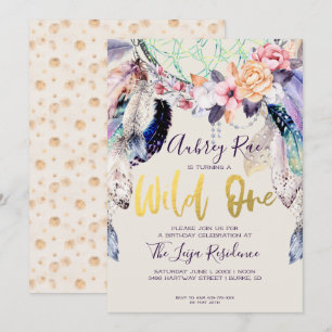 Boho Dreamcatcher Wild One Geburtstag Einladung