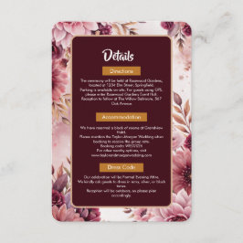 Boho Dreams Hochzeitsdetailkarte mit Blumenmotiv Begleitkarte