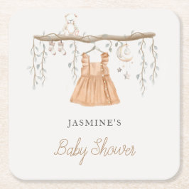 Boho Dress Clothes Girl Baby Dusche Rechteckiger Pappuntersetzer
