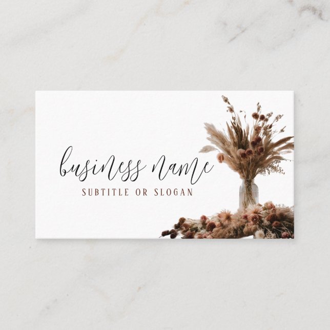 Boho Dried Floral Business Card Visitenkarte (Vorderseite)