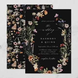 Boho Dried Floral Wildflower Wedding Invitation Einladung