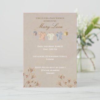 Boho Dried Flower Baby Shower Invitation Einladung