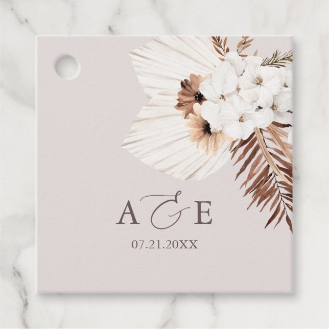 Boho Dried Palm Blätter Hochzeit Geschenkanhänger (Vorderseite)