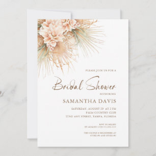 Boho Dried Palm Blätter Peach Floral Brautparty Einladung