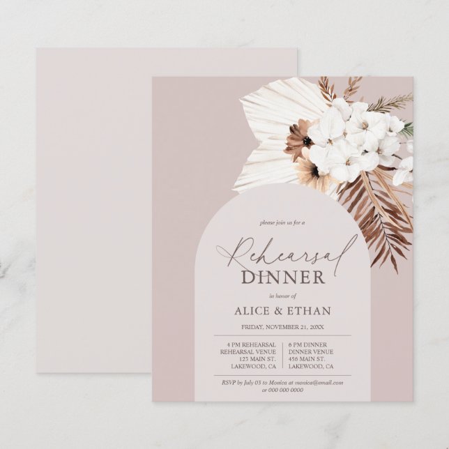 Boho Dried Palm Blätter Probe Dinner (Vorne/Hinten)