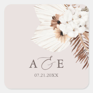 Boho Dried Palm Blätter Wedding Square Sticker