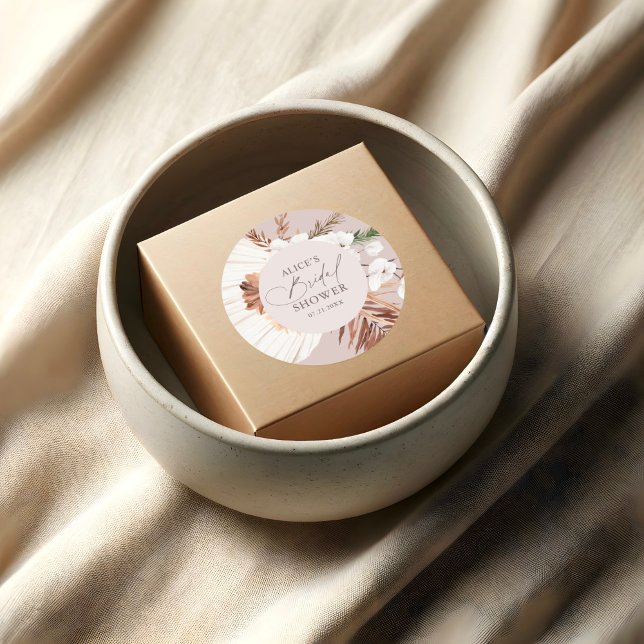 Boho Dried Palm Blätter Wedding Square Sticker (Von Creator hochgeladen)