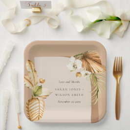 Boho Dried Palm Rust Floral Arch Hochzeit Danke Pappteller