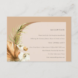 Boho Dried Palm Rust Floral Arch Hochzeitsempfang Begleitkarte