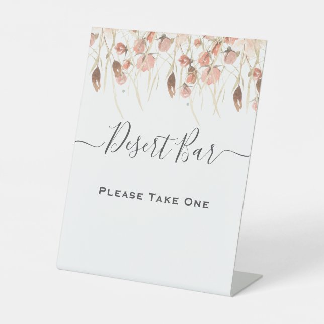 Boho Dried Watercolor Floral Wedding Sockelschild (Vorderseite)