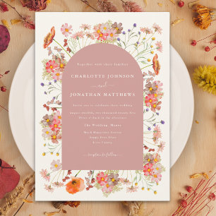 Boho Dried Wildblumen Hochzeit im Herbst Einladung