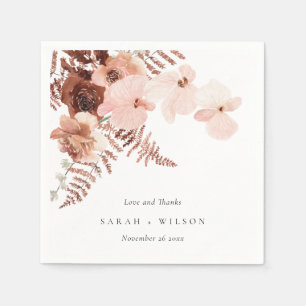 Boho Driust Roust Blush Fern Orchid Wedding Danke Serviette