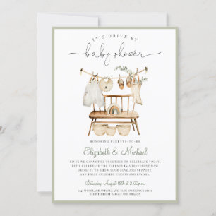Boho Drive by Eucalyptus Green Neutral Baby Shower Einladung