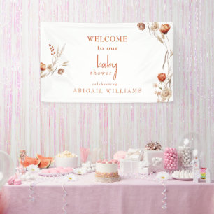 Boho Driving floral Terracotta Baby Shower Banner
