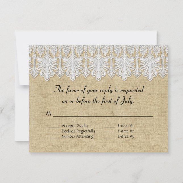 BOHO Druckbrennen in Lace Sinti und Roma Moderne M RSVP Karte (Vorderseite)