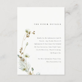 Boho Dry Palm Pampas Grass Floral Wedding Details Begleitkarte