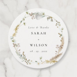 Boho Dry Palm Pampas Grass Floral Wreath Wedding Geschenkanhänger