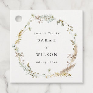 Boho Dry Palm Pampas Grass Floral Wreath Wedding Geschenkanhänger