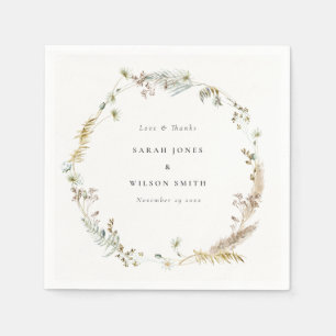 Boho Dry Palm Pampas Grass Floral Wreath Wedding Serviette