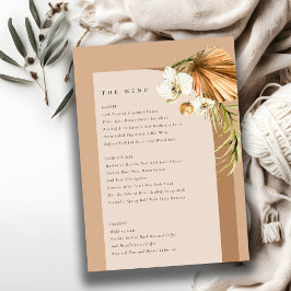 Boho Dry Palm Rust Arch Wedding Menu Card Dankeskarte