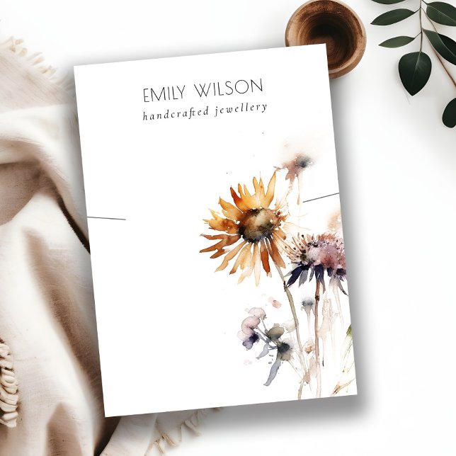 Boho Dry Wildblume Wasserfarben-Netzklammer-Displa Visitenkarte (Von Creator hochgeladen)