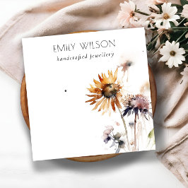 Boho Dry Wildblume Watercolor Earring Display Quadratische Visitenkarte