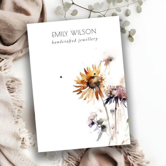 Boho Dry Wildblume Watercolor Earring Display Visitenkarte (Von Creator hochgeladen)
