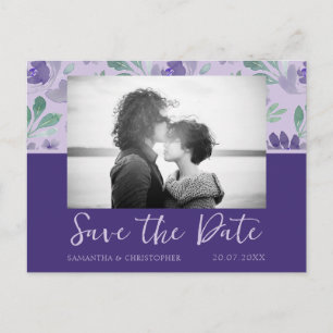 Boho Dunkelviolette Hochzeit Save-the-Date-Karte Postkarte