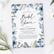 Boho Dusky Blue Florals Botanisches Brautparty
