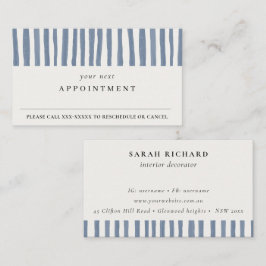 Boho Dusky Blue Watercolor Strips Appointment Visitenkarte