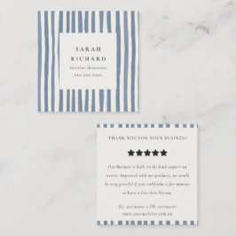 Boho Dusky Blue Watercolor Strips Review Request Quadratische Visitenkarte