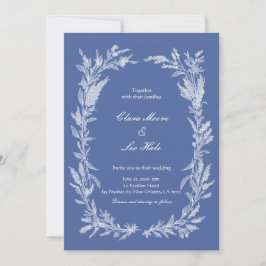 Boho Dusty Blue Botanischer Kranz Hochzeit Einladung