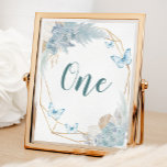 Boho Dusty Blue Butterfly Geburtstag Tischnummer<br><div class="desc">Boho Dusty Blue Butterfly Geburtstags-Tischnummer</div>