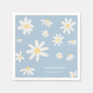 Boho Dusty Blue Daisy Blume Napkins Serviette