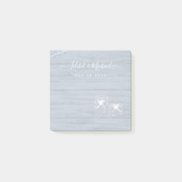 BOHO Dusty Blue Driftwood Mason Jars Wedding Post-it Klebezettel