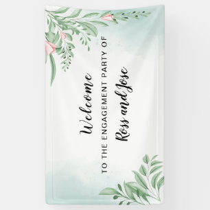 Boho Dusty Blue Engagement Party Willkommen Banner