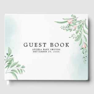 Boho Dusty Blue Eucalyptus ​ Baby Dusche Gästebuch