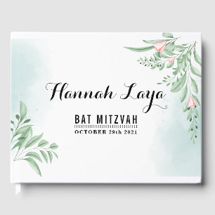 Boho Dusty Blue Eucalyptus Bat Mitzvah Gästebuch