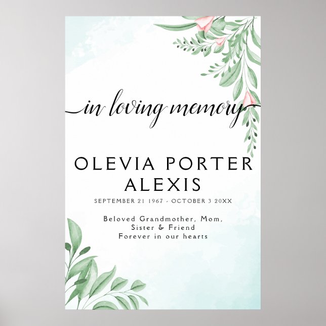 Boho Dusty Blue Eucalyptus Begrüßungszeichen Poster (Vorne)