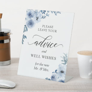 Boho Dusty Blue Floral Advice und Well Wains Sockelschild