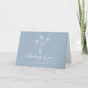 Boho Dusty Blue In Gedanken an Dich Trauerkarte Dankeskarte