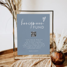 Boho Dusty Blue QR Wedding Honeymoon Fund