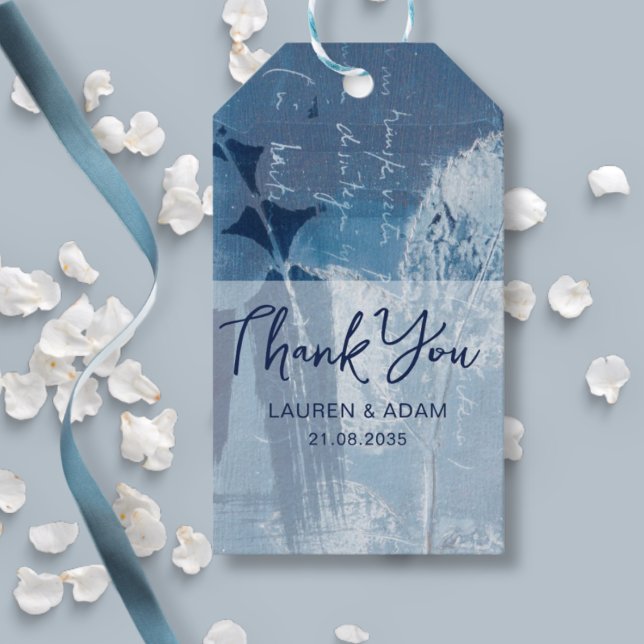 Boho Dusty Blue Vielen Dank für Ihre Hochzeit Geschenkanhänger (Von Creator hochgeladen)
