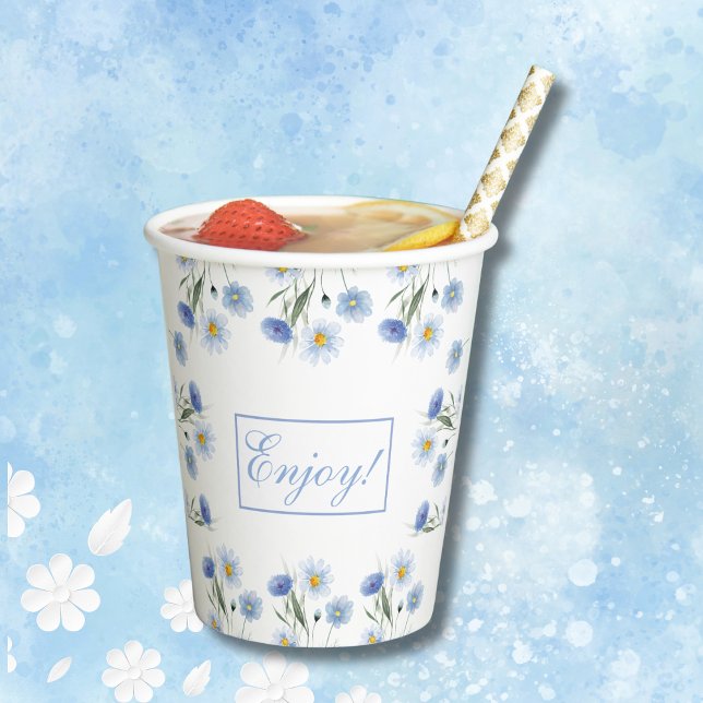 Boho Dusty Blue Wildblume Baby Dusche Pappbecher (Von Creator hochgeladen)