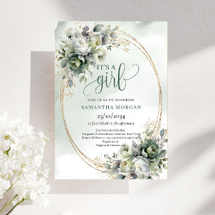 Boho Dusty Green Eucalyptus Thema für Süße Einladung