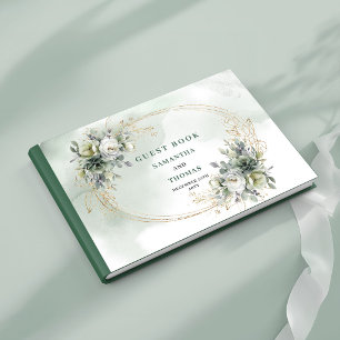 Boho Dusty Green Eukalyptus Aquarell Hochzeit Gästebuch