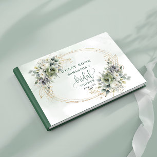 Boho Dusty Green Eukalyptus Brautparty Gast Gästebuch